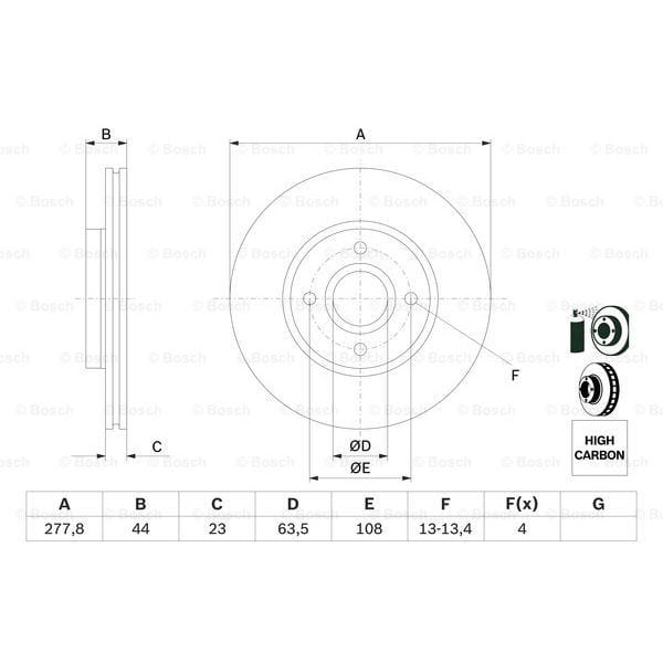 Bosch 0986479659 Ön Fren Disk Aynası B Ma12-fiesta Vı 13-transit Courier 1.5 Tdcı 1.6 Tdcı 14- Ey161125aa 
