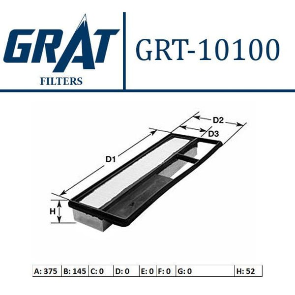 GRAT 10100 HAVA FİLTRESİ 500 ALBEA LINEA DOBLO FIORINO IDEA PANDA 