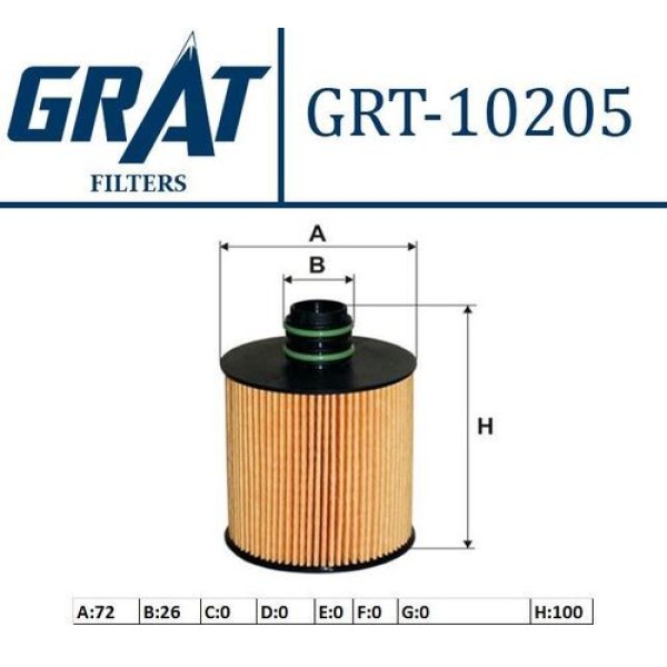 Grat 10205 Yağ Filtresi Bravo 1.6jtd 2008 Doblo 1.6jtd 2.0 JTD 2010 Freemont 2.0 JTD 2011 \500×1.6jtd 2.0 JTD 2014 Ducato 2.0 JTD 2011 Egea 1.6 Mtj Combo 1.6cdtı 2012 Suzuki Vitara 1.6ddıs 2014 FN1154 