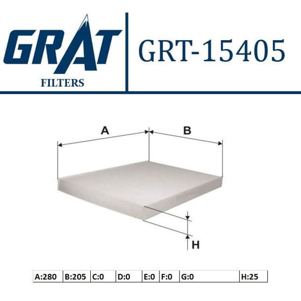 GRAT 15405 Polen Filtresi Golf III 91-97 Polo 94- Lupo 98- Passat 00- Vento 91- Caddy II 95-04 / Tt 98- / Polen Filtresi 37874318 
