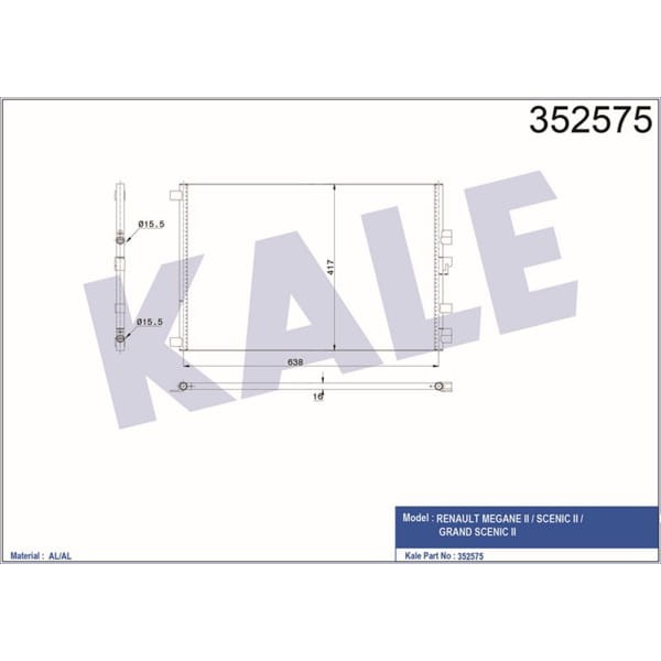 KALE 352575 KONDENSER RENAULT MEGANE II / SCENIC II / GRAND SCENI