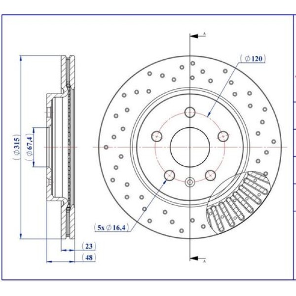 Mga 50465pc Fren Disk Arka Hava Kanallı 315-5 Opel: Insignia 08 - Performans Opel 
