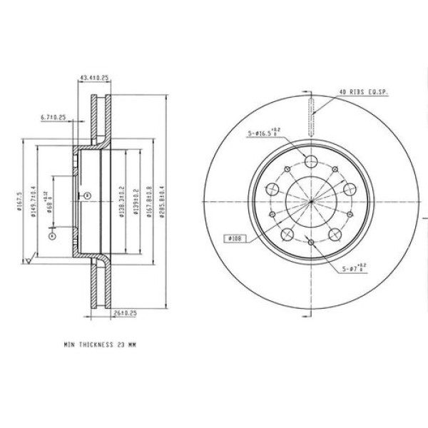 MGA 50718 Fren Disk Ön Hava Kanallı 285.5 5 Volvo S60 S80 V70 Xc70 99 08 272403 