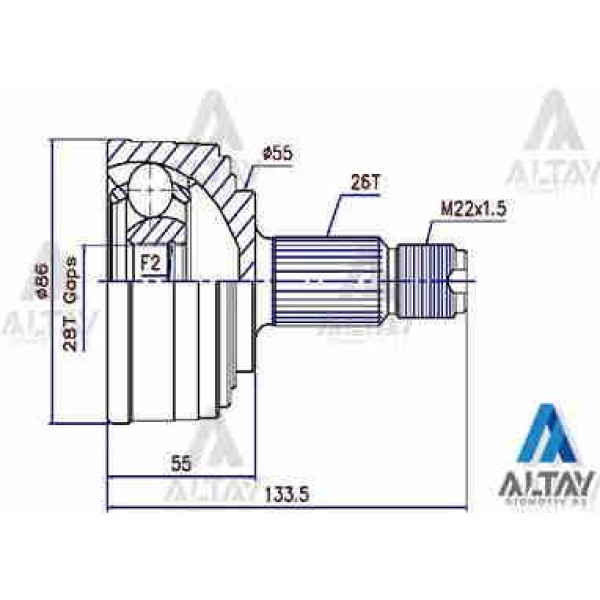 AKS KAFASI DIŞ CIVIC 96-00  ABSLİ 26X55X28 