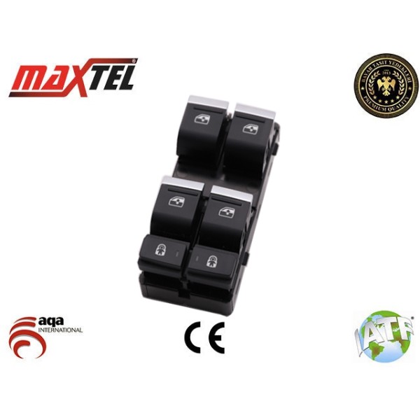 MAXTEL 18231131 Cam Açma Kapama Anahtarı Sol Dörtlü Audi A6 2018 - Siyah 10 Pin 