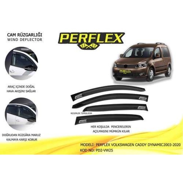 Perflex PD2-VW25 Cam Rüzgarlığı Mugen Tip 2 Parça Caddy Dynamic 2003 2019