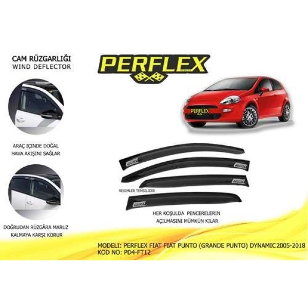 PERFLEX PD4-FT12 Cam Rüzgarlığı Fiat Punto Grande Punto Dynamıc 2005-2018 