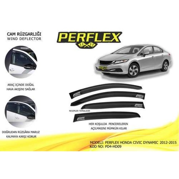 Perflex Pd4-hd09 Cam Rüzgarlığı Mugen Tip 4 Parça Honda Civic Dynamıc 2012-2015 