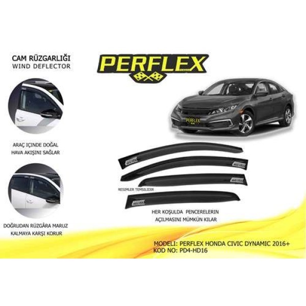 Perflex Pd4-hd16 Cam Rüzgarlığı Mugen Tip 4 Parça Honda Civic Dynamıc 2016- 