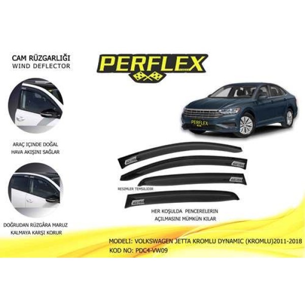 PERFLEX PDC4-VW09 Cam Rüzgarlığı Volkswagen Jetta Kromlu Dynamıc Kromlu 2011-2018