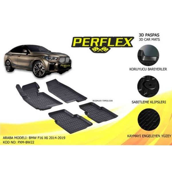 Perflex PXM-BW22 Paspas 3d Havuzlu X Mat BMW F16 X6 2014 2018