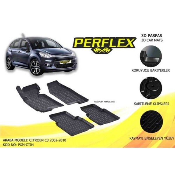PERFLEX PXM-CT04 Paspas 3D X-Mat Havuzlu C3 02-10 Siyah 