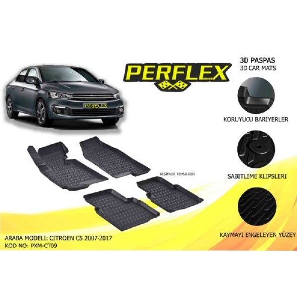PERFLEX PXM-CT09 Paspas 3D X-Mat Havuzlu Citroen C5 08- Siyah 