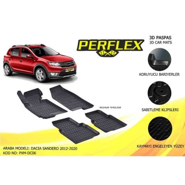 Perflex PXM-DC05 Paspas 3d Havuzlu X Mat Sandero 2007 2011 