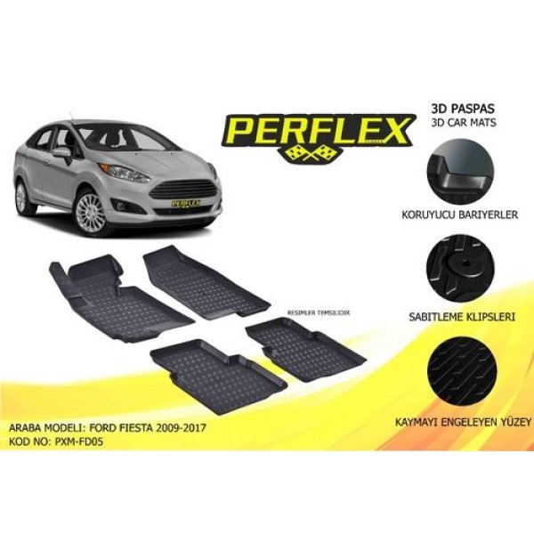 PERFLEX PXM-FD05 Paspas 3D X-Mat Havuzlu Fiesta 09- Siyah 