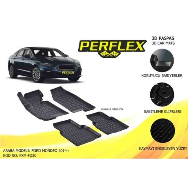 PERFLEX PXM-FD30 Paspas 3D X-Mat Havuzlu Ford Mondeo 15- Siyah 