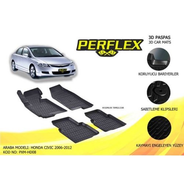 Perflex PXM-HD08 Paspas 3d Havuzlu X Mat Honda Civic 2006 2011 