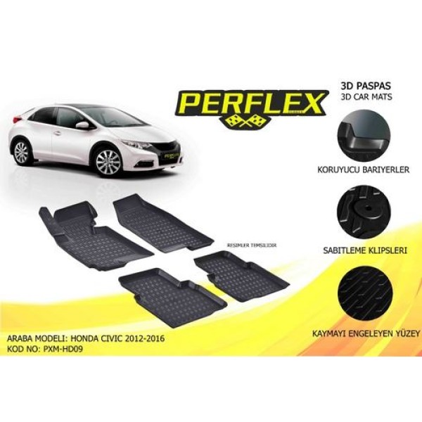 Perflex PXM-HD09 Paspas 3d Havuzlu X Mat Honda Civic 2012 2015 