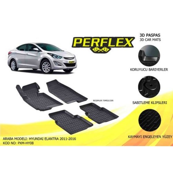 Perflex PXM-HY08 Paspas 3d Havuzlu X Mat Hyundai Elantra 2011 2015