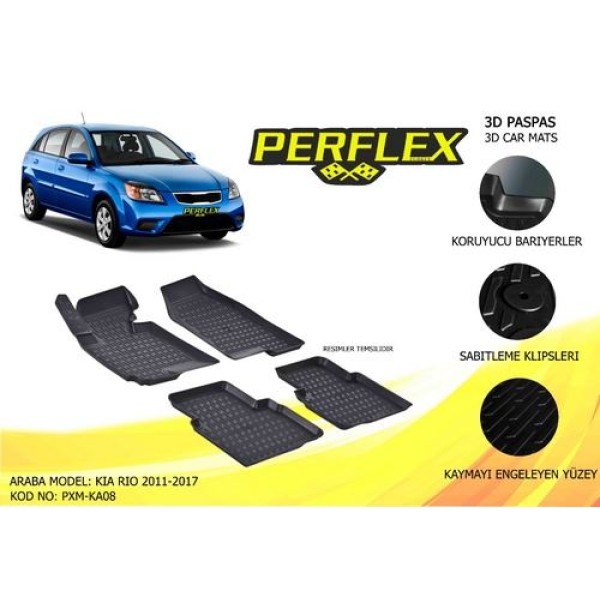 Perflex PXM-KA08 Paspas 3d Havuzlu X Mat Kia Rio 2011 2016