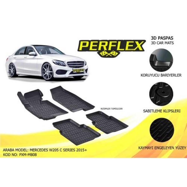 Perflex Pxm-mb08 Havuzlu Paspas 3d X-mat Siyah C-serisi W205 15- 