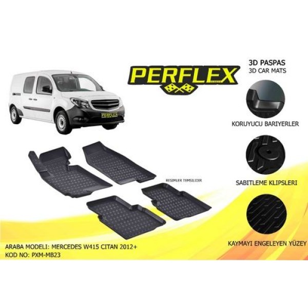Perflex PXM-MB23 Havuzlu Paspas 3d X Mat Siyah Citan 415 12> 