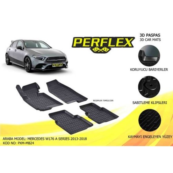 Perflex Pxm-mb24 Havuzlu Paspas 3d X-mat Siyah A-serisi W176 13-17