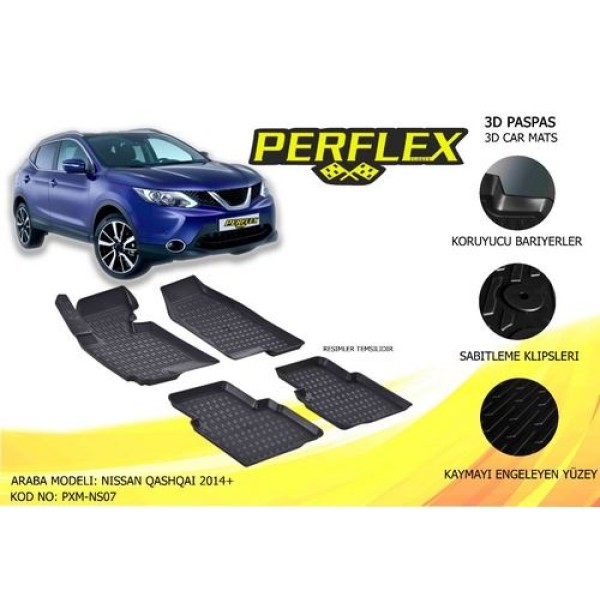 Perflex PXM-NS07 Paspas 3d Havuzlu X Mat Nissan Qashqai 2013> J11 Kasa