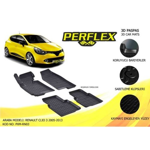 Perflex PXM-RN03 Paspas 3d Havuzlu X Mat Clio 3 Hb 2005 2012 