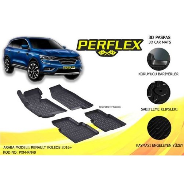 Paspas 3d Havuzlu X-mat Koleos 2016+ Perflex Pxm-rn40 
