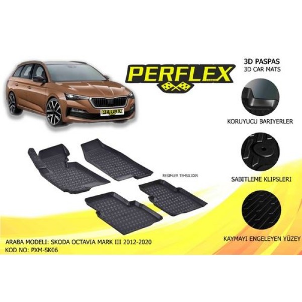 Perflex Pxm-sk06 Paspas 3d Havuzlu X-mat Octavia Iıı 2012-2019