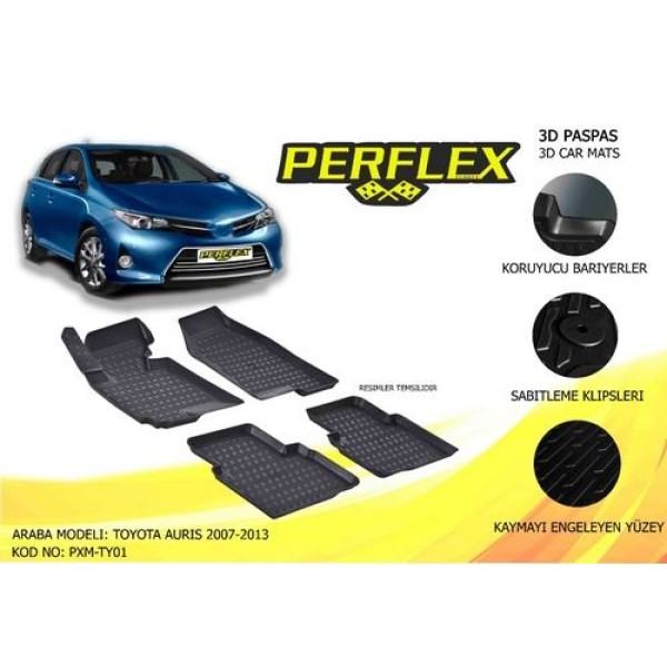 Perflex PXM-TY01 Paspas 3d Havuzlu X Mat Toyota Auris 2007 2012 