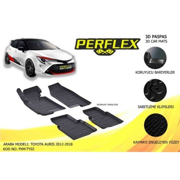 Perflex PXM-TY02 Paspas 3d Havuzlu X Mat Toyota Auris 2012 2017 