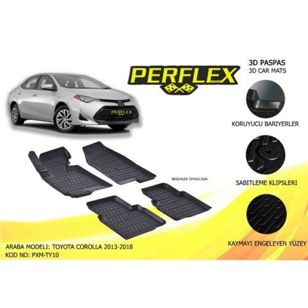 Perflex PXM-TY10 Paspas 3d Havuzlu X Mat Toyota Corolla 2013 2017 