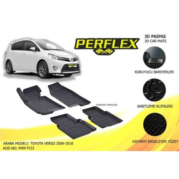 Perflex Pxm-ty22 Paspas 3d Havuzlu X-mat Toyota Verso 2009-2017 