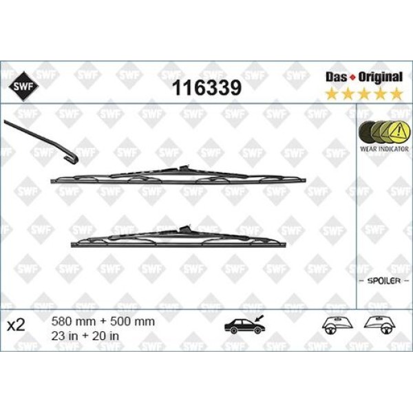 SWF 116339 BMW E46 Silecek Takım 61619071613