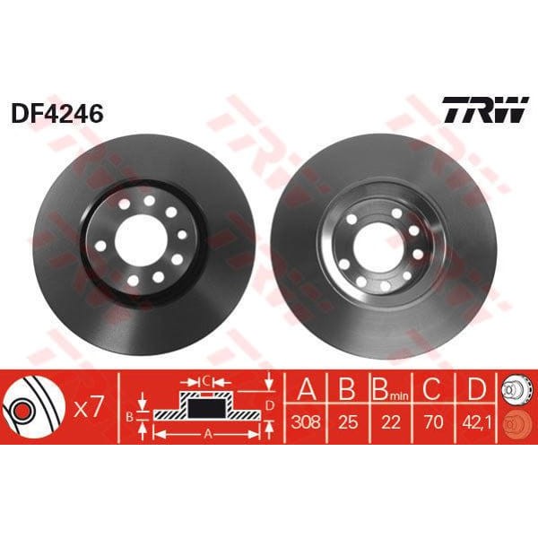 TRW DF4246 FREN DİSKİ ÖN ASTRA G 98- ASTRA H 04- CORSA D 06- CORS 