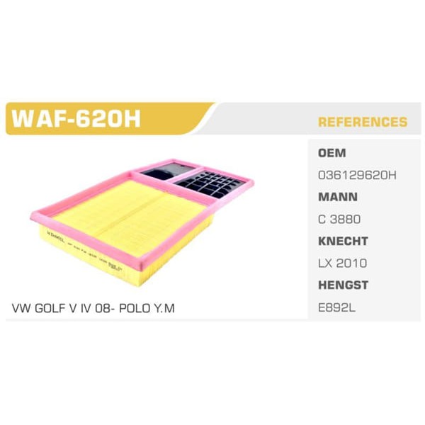 WINKEL WAF-620H WINKEL HAVA FİLTRESİ GOLF V VI POLO HB 01- POLO V
