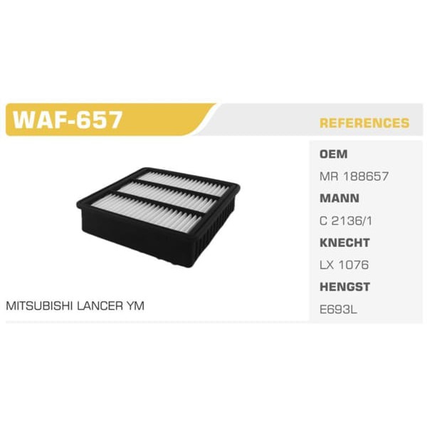 Winkel WAF-657 Hava Filtresi Lancer 03> Outlander 03> Pajero Pinin 99> 2.0 16v Turbo Koli 40 Ad. 09191247 