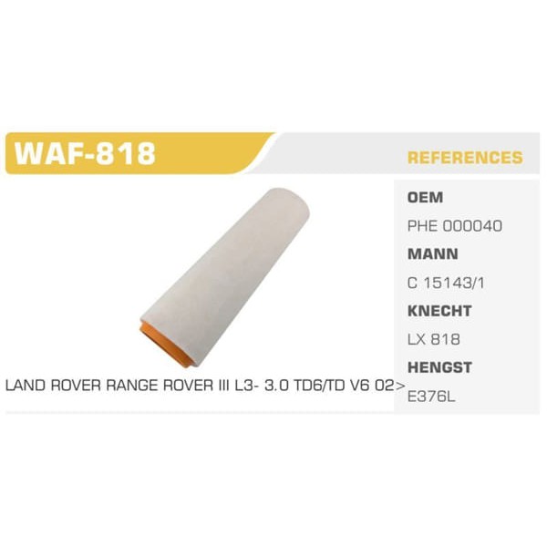 WINKEL WAF-818 WINKEL HAVA FİLTRESİ BMW 3 E46 BMW 5 E39 BMW X3 BM 