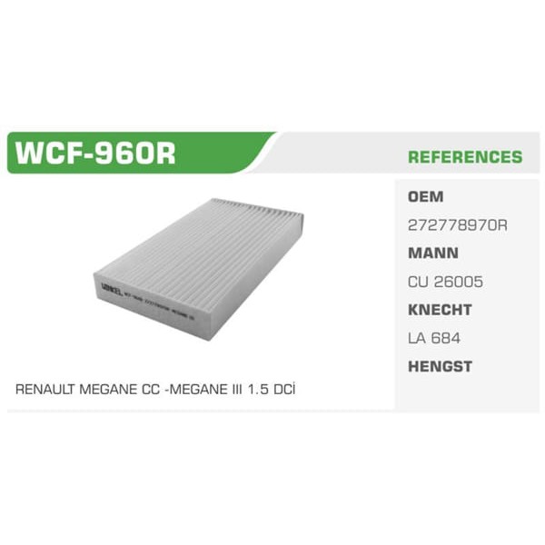 Winkel WCF-960R Polen Filtresi Megane III Fluence Koli 36 Ad. 72347774 