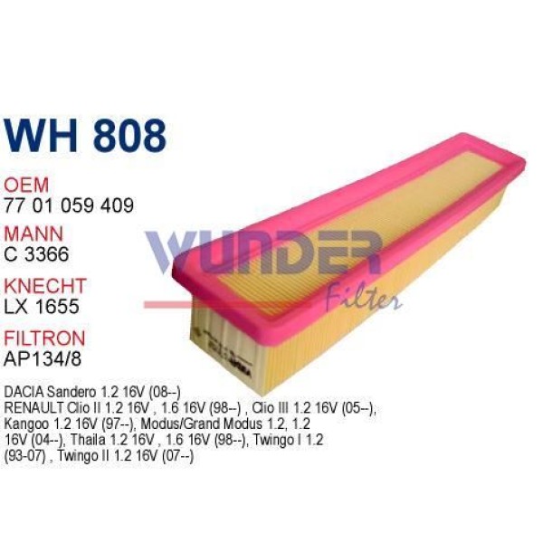 Wh808 Oem 7701059409 Hava Filtre 