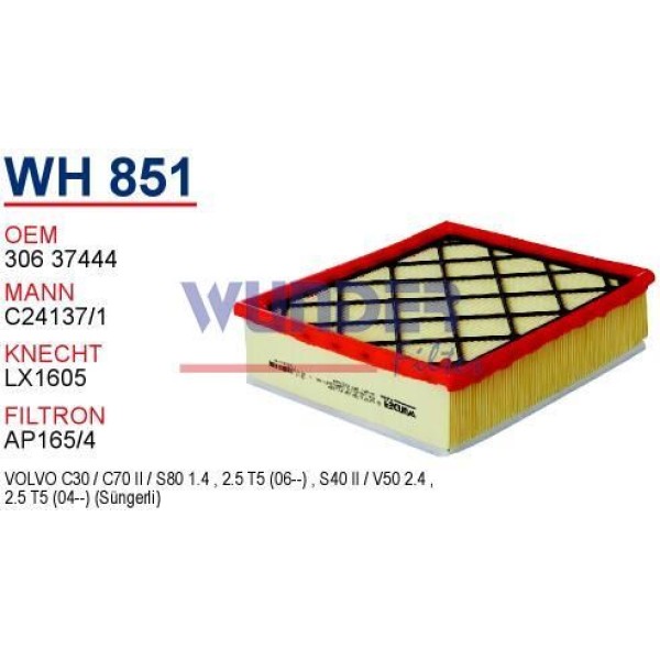 WUNDER WH851 HAVA FİLTRESİ - VOLVO C70 CABRiOLET - S80 II 