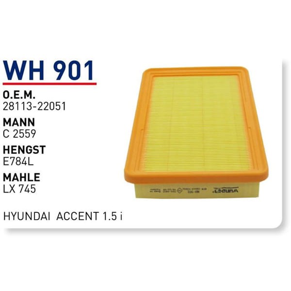 WUNDER WH901 HAVA FİLTRESİ - HYUNDAi ACCENT 1.5 i 