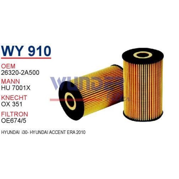 WUNDER WY910 YAĞ FİLTRESİ - HYUNDAİ İ30 -ACCENT ERA 