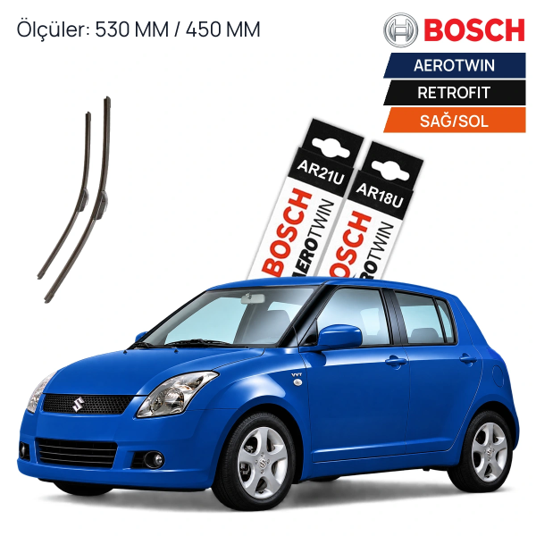 Suzuki Swift Silecek (2005-2009) Bosch Aerotwin Retrofit Ön Silecek Takımı 