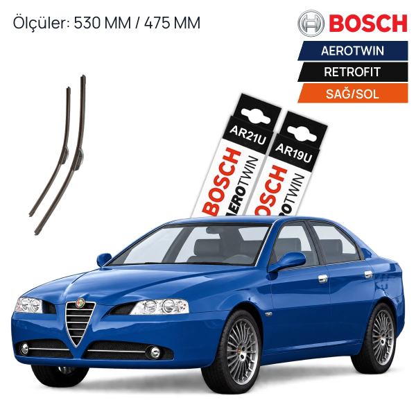 Alfa Romeo 166 Silecek (1998-2007) Bosch Aerotwin Retrofit Ön Silecek Takımı 