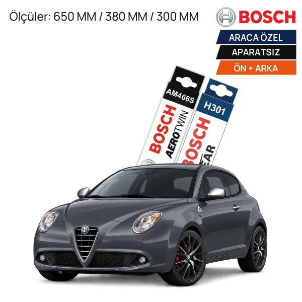 Alfa Romeo Mito Ön Arka Silecek (2008-2016) Bosch Aerotwin Ön + Arka Takım 