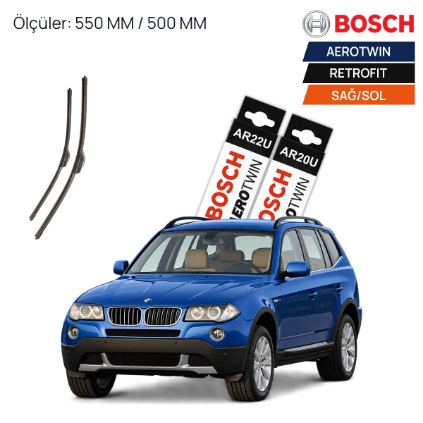 Bmw X3 Silecek (2003-2010 E83) Bosch Aerotwin Retrofit Ön Silecek Takımı 