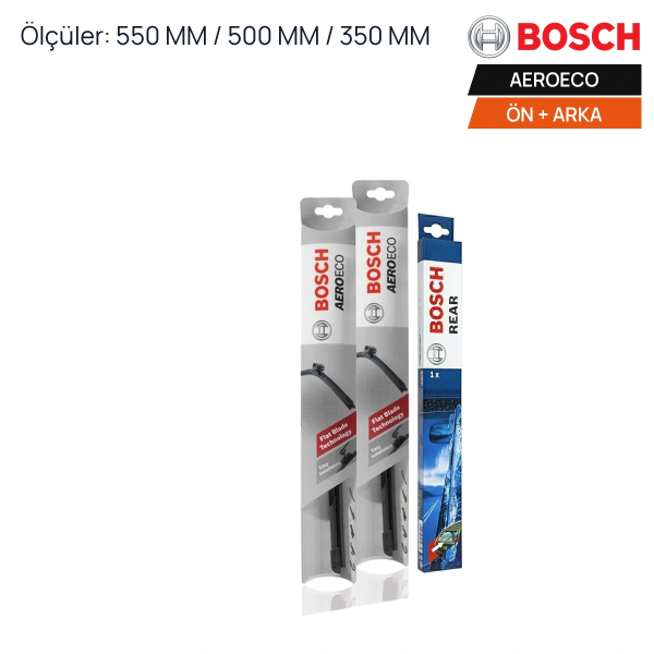 BMW X3 Ön Arka Silecek (2003-2010) Bosch Aeroeco Ön + Arka Takım